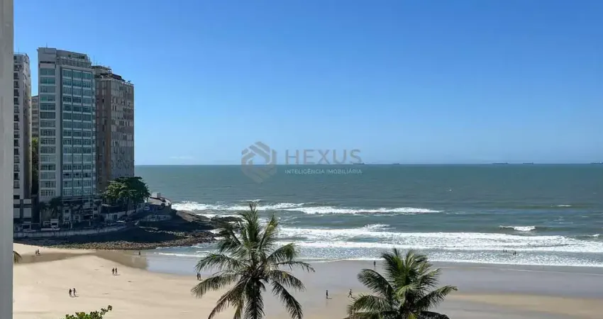 Apartamento frente mar, reformado com varanda e vista mar, pitangueiras, guaruja