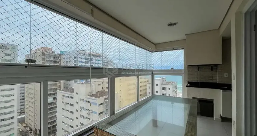 Apartamento com varanda gourmet, vista mar e lazer na quadra mar da praia das pitangueiras, guaruja