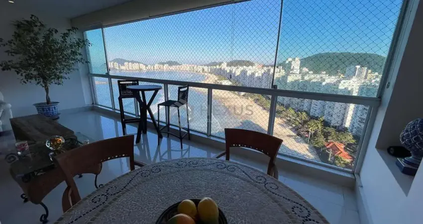 Apartamento lindo frente mar reformado com varanda e vista mar na praia das pitangueiras, guaruja