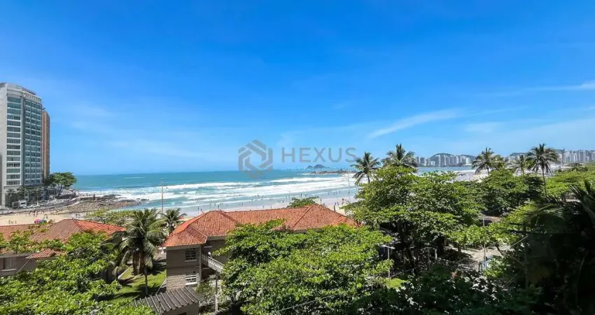 Apartamento frente mar com varanda e vista mar na praia das pitangueiras, guaruja