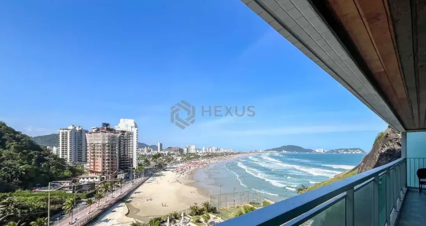 Apartamento frente mar com varanda, vista mar e lazer na praia das pitangueiras, guaruja