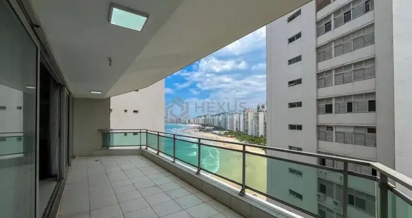 Apartamento com varanda, vista mar e lazer na quadra-mar da praia das pitangueiras, guaruja