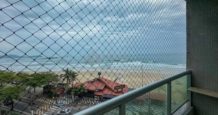 Apartamento frente mar com varanda e lazer na praia das pitangueiras, guarujá