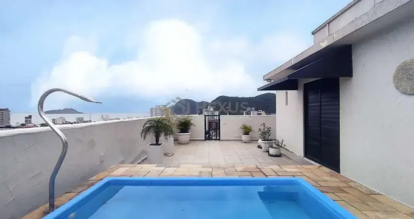 Cobertura com lazer, piscina, churrasqueira e vista mar na praia das asturias, guaruja