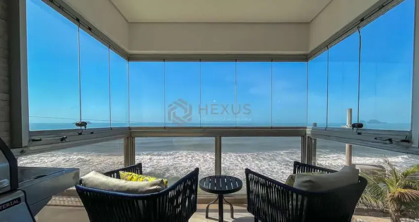 Apartamento frente mar com varanda e vista mar na praia das pitangueiras, guaruja