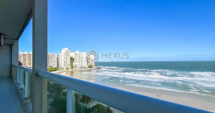 Apartamento frente mar com varanda e vista mar na praia das pitangueiras, guaruja
