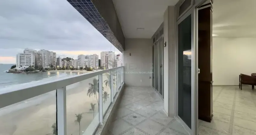 Apartamento frente mar com varanda para locação na praia das asturias, guaruja