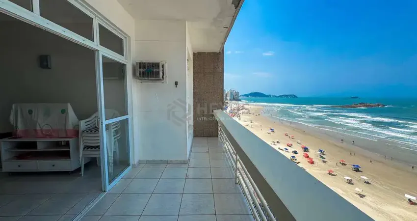 Apartamento frente mar com varanda na praia das pitangueiras, guarujá