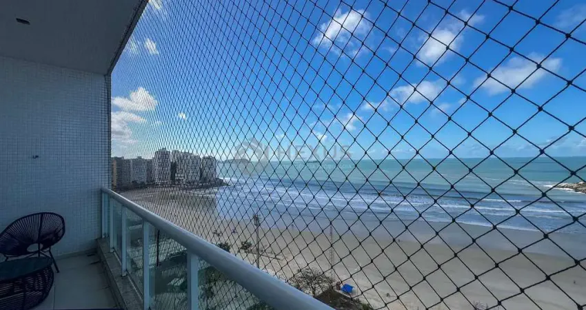 Apartamento frente mar com varanda na praia das pitangueiras, guaruja