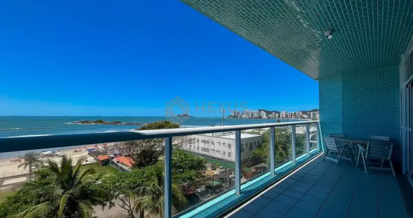 Apartamento frente mar com varanda na praia das pitangueiras, guaruja