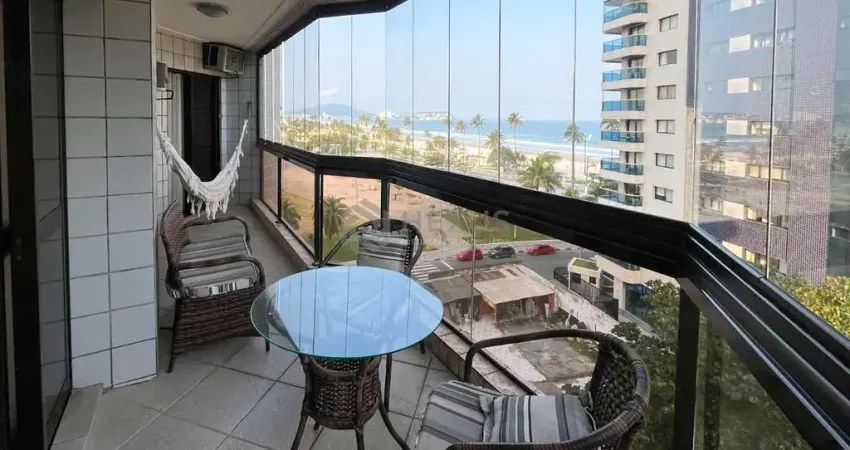Apartamento beira mar com varanda e lazer completo na praia da enseada, guaruja