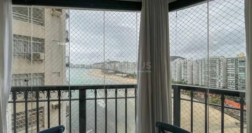 Apartamento frente mar com varanda e vista mar na praia das pitangueiras, guaruja