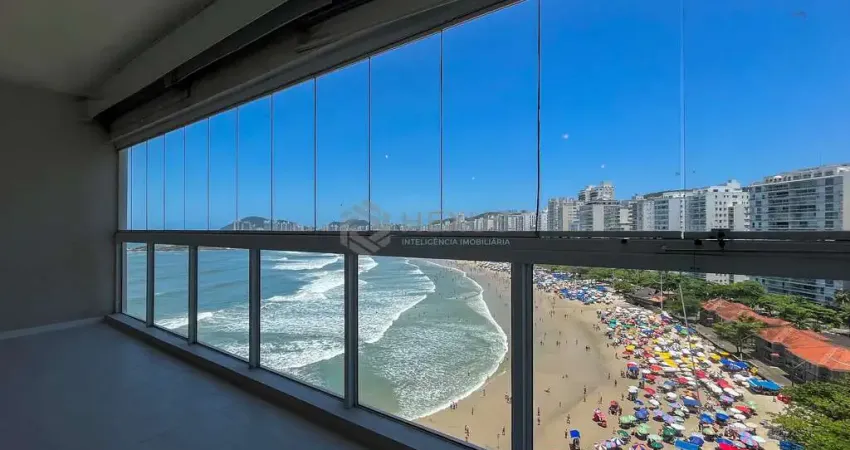 Apartamento frente mar com varanda e vista mar na praia das pitangueiras, guaruja