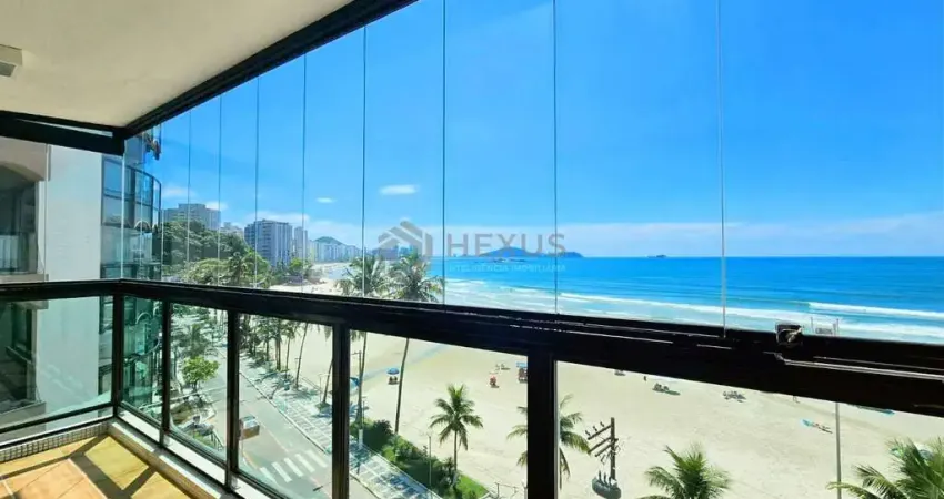 Apartamento de alto padrão frente mar com varanda e lazer na praia das asturias, guaruja