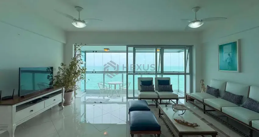Apartamento frente mar com varanda e vista mar na praia das pitangueiras, guaruja