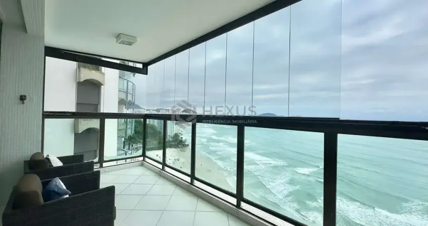 Apartamento frente mar com varanda em prédio com lazer na beira mar da praia das astúrias, guarujá-