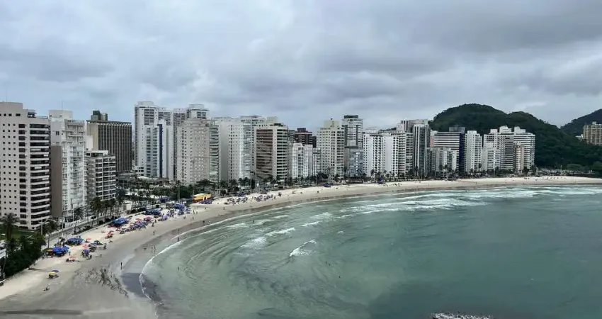 Apartamento frente mar com varanda e lazer na praia das asturias, guaruja