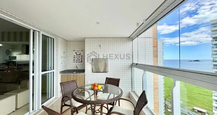 Apartamento com varanda gourmet vista mar e lazer na Praia da Enseada, Guaruja