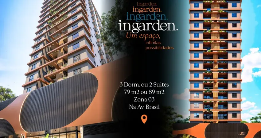 Pré-lançamento ingarden - av. brasil/ 89m2 / 3q (1suite) ou 2 suites /2 vagas par. / zona 03 / maringá pr