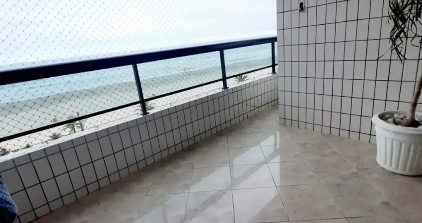 Maravilhoso apartamento c sacada 100% frente mar na guilhermina