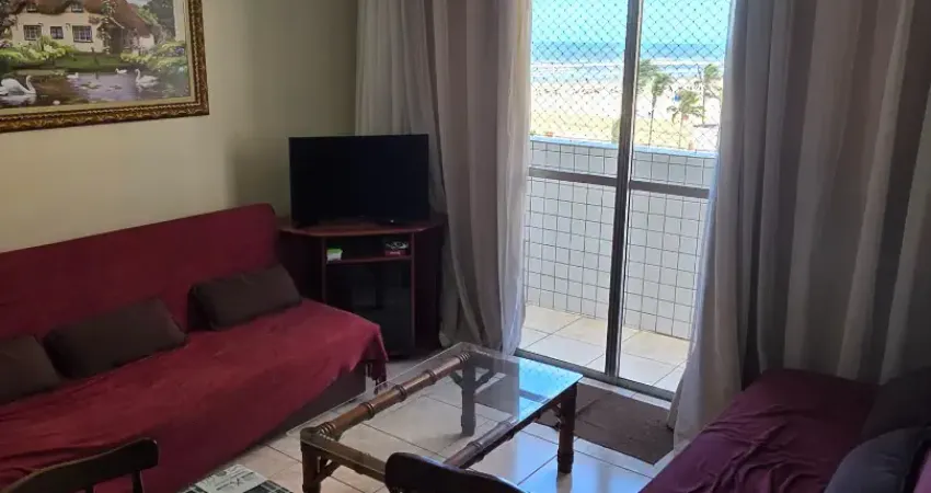 Apto 2 dormitórios mobiliado sacada frente mar na guilhermina