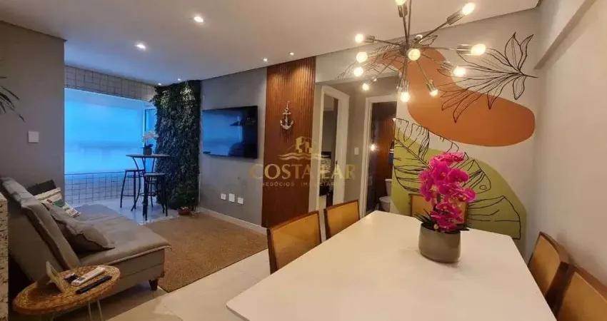 Apartamento mobiliado e planejado: 1 suíte, 54m² e varanda - forte, praia grande