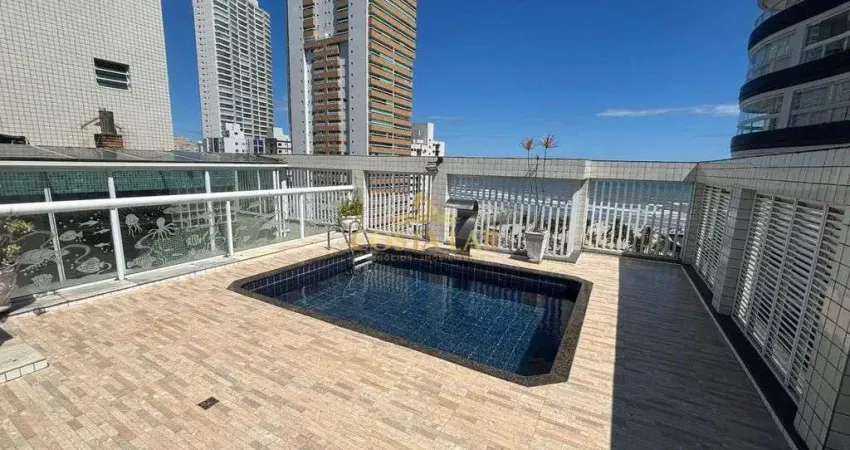 Cobertura com 260m² úteis, 3 quartos, 2 vagas na guilhermina - praia grande!