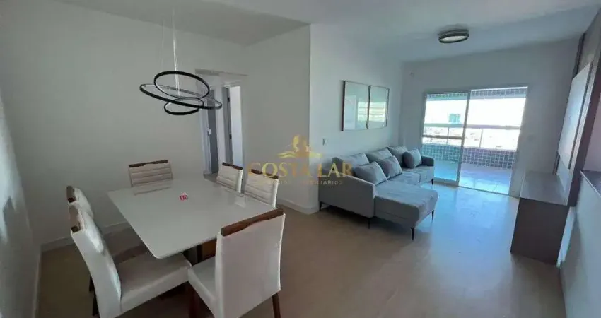 Apartamento mobiliado, 3 quartos (1 suíte), 2 vagas - mirim - praia grande/sp.