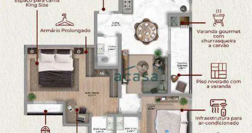 Apartamento no Ed. Paris Palace à venda, 68 m² por R$ 491.260 - Neva - Cascavel/PR
