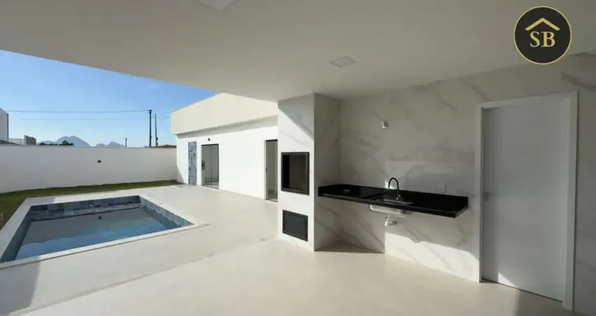 Casa plana / nova para venda em rio das ostras, extensão do bosque, 4 dormitórios, 3 suítes, 4 banheiros, 4 vagas