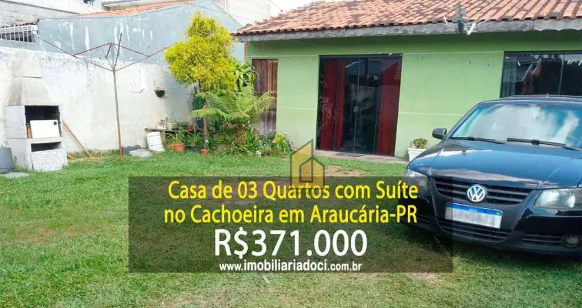 Casa de 03 quartos com suíte no cachoeira em araucária-pr - a venda por r$371.000,00