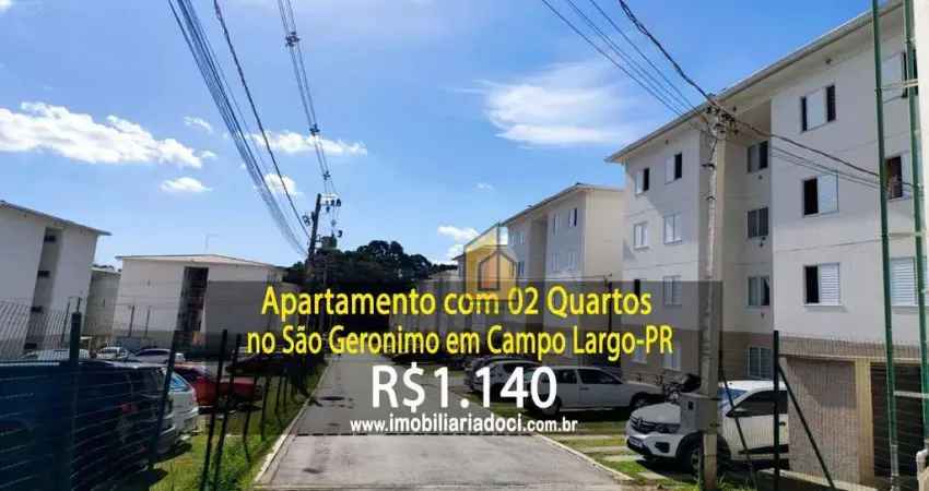 Apartamento com 02 quartos no são gerônimo em campo largo-pr - locação por r$1.140,00