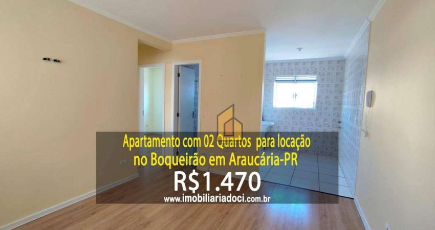 Apartamento com 02 Quartos no Boqueirão em Araucária-PR  - Locação por R$1.470,00  - Água e gás incluso