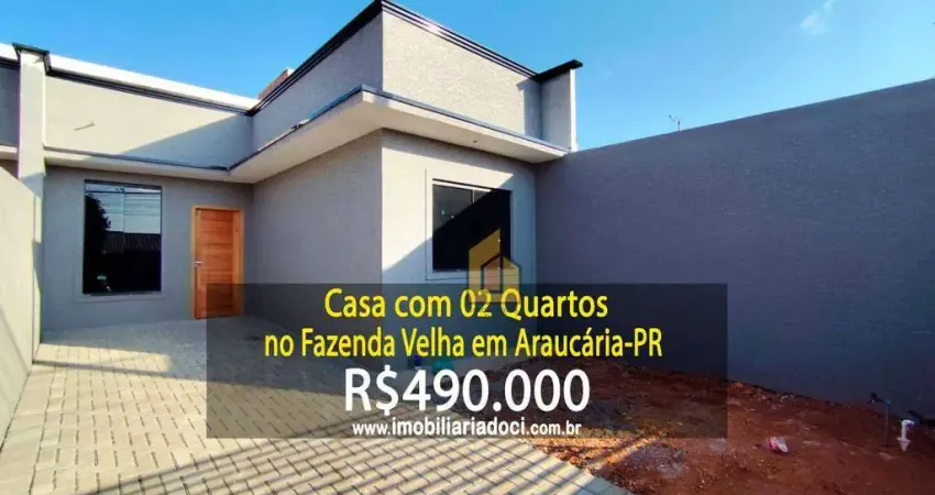 Casa com 02 quartos no fazenda velha em araucária-pr - a venda por r$490.000,00