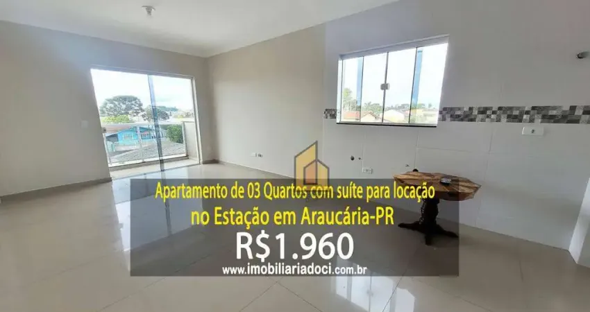 Apartamento de 03 quartos com suíte no estação em araucária-pr  - locação por r$1.960,00