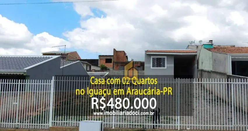 Casa com 02 quartos no iguaçu em araucária-pr - a venda por r$480.000,00