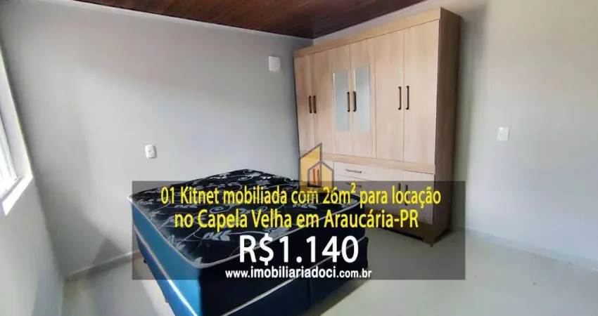 Kitnet mobiliada no capela velha em araucária-pr  - locação por r$1.140,00