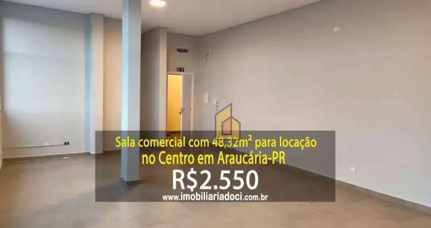 Sala comercial com 48,32m² no Centro em Araucária-PR - Locação por R$2.550,00