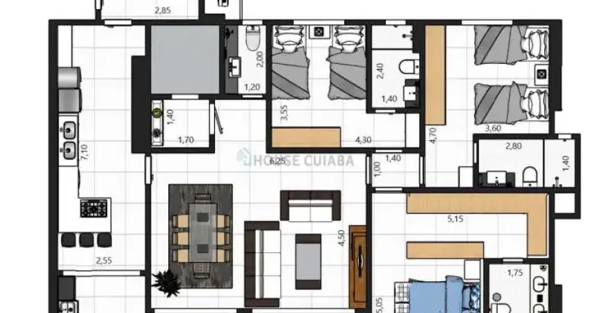 Apartamento com 3 quartos à venda na Avenida Fernando Correa da Costa, 78, Jardim Petrópolis, Cuiabá