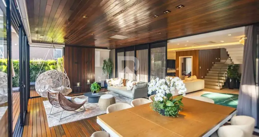 Casa de luxo mobiliada em condomínio, 4 suítes, piscina, jardim, 587m2 - p/ alugar no campo comprido