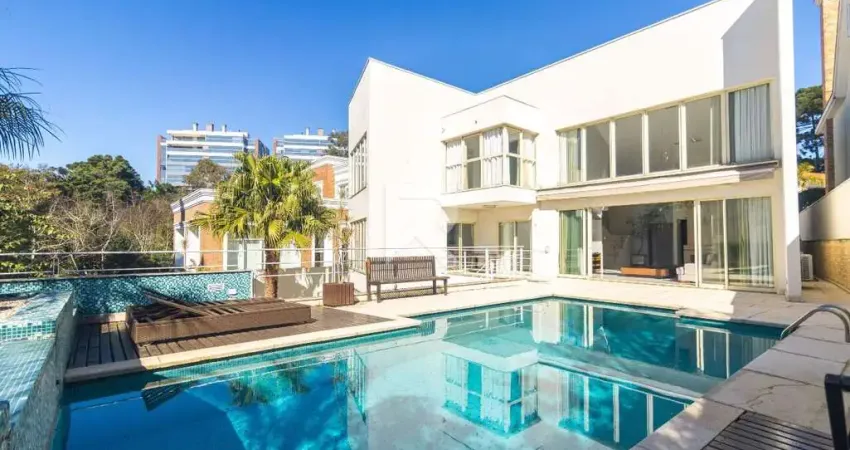 Casa em condomínio com jardim e piscina para locação, 420 m² – mossunguê – curitiba/pr