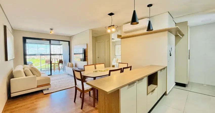 Apartamento mobiliado e decorado no JK Jardins – Torre Única, 72,6 m², varanda gourmet, 2 vagas e depósito | Atrás do Iguatemi Esplanada