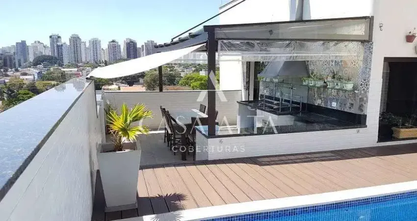 Cobertura duplex no brooklin com 287m² em 3 dormitórios (1 suíte), 3 vagas de garagem com piscina, sauna e elevador privativo.