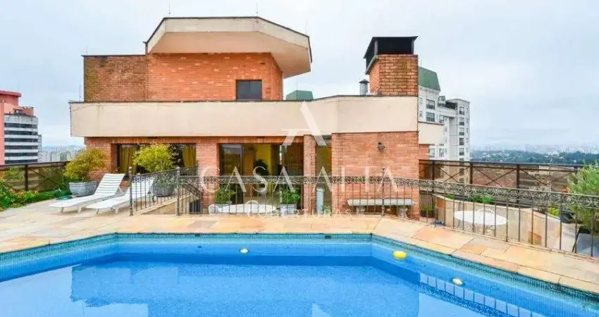 Cobertura duplex no morumbi com 548 m² a.u. sendo: 4 dormitórios (4 suítes) e 8 vagas de garagem.