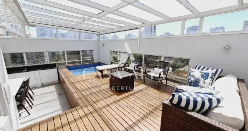 Cobertura duplex no morumbi com 244 m² a.u. sendo: 4 dormitórios (2 suítes) e 3 vagas de garagem