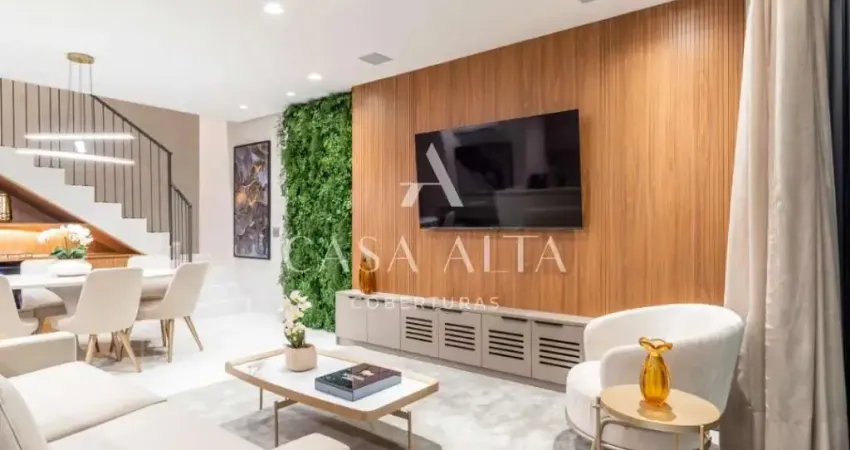 Cobertura duplex minimalista, mobiliada e decorada com 104 m², 2 quartos sendo 2 suítes à venda no bairro vila olímpia.