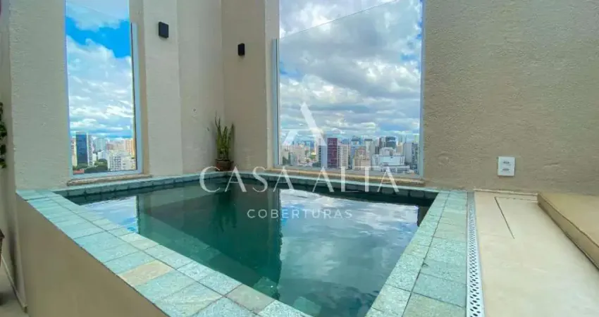 Cobertura linear “penthouse' na vila olímpia com 148 m² a.u. sendo: 2 dormitórios (2 suítes) e 3 vagas de garagem