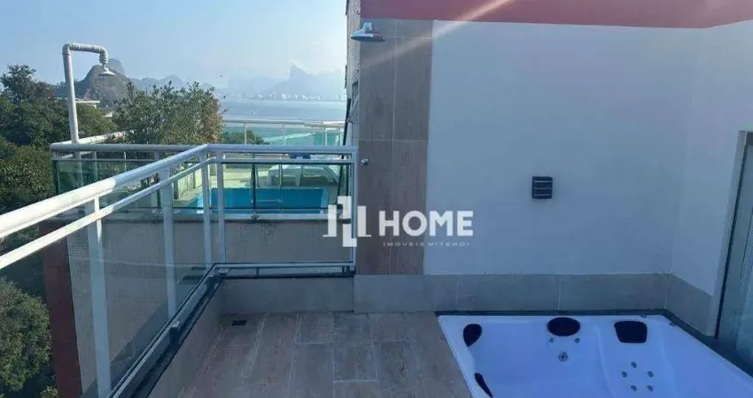Linda cobertura com vista mar, 3 dormitórios à venda, sendo 1 suíte, 2 vagas, 180 m² por r$ 1.350.000 - icaraí - niterói/rj