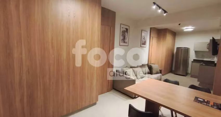 Lindo apartamento studio mobiliado com área de lazer.