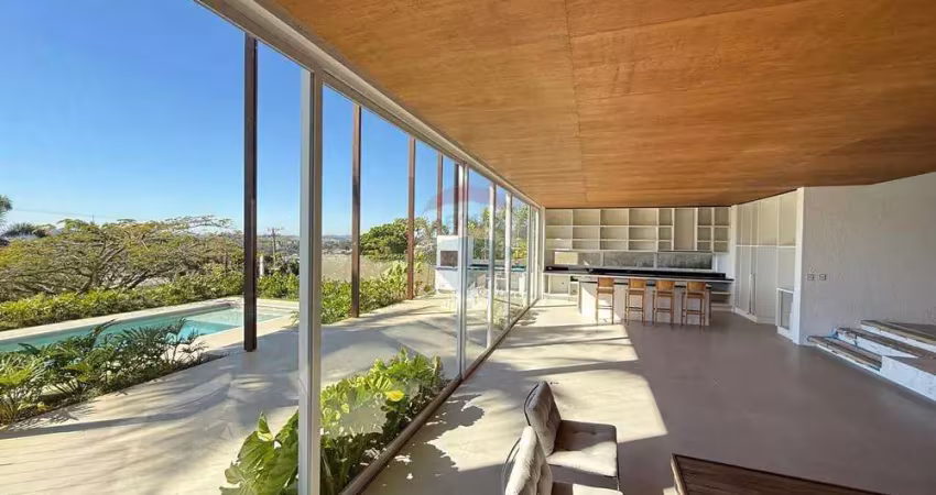 Linda casa com arquitetura moderna e vista espetacular em condomínio fechado, 4 suítes, varanda gourmet, piscina, em itatiba/sp, r$2.990.000,00